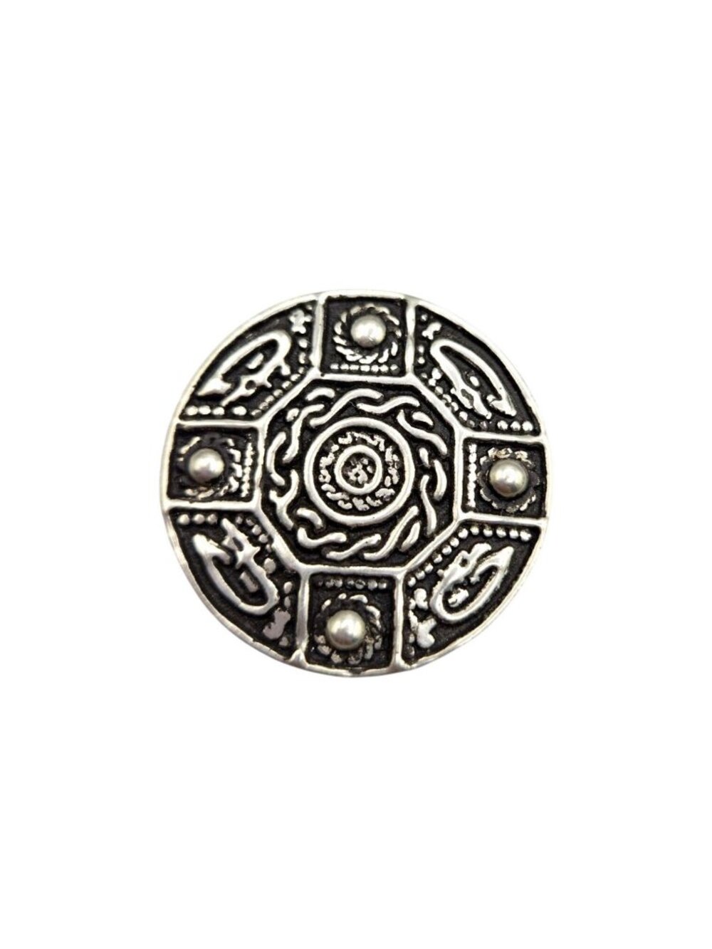 Celtic Shield Design Pewter Brooch Pin SJC Made In Cornwall